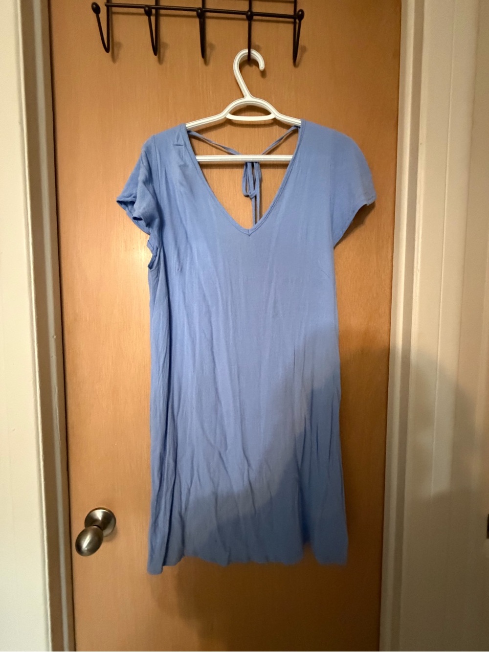 Blue V-Neck Tie-Back Mini Dress
